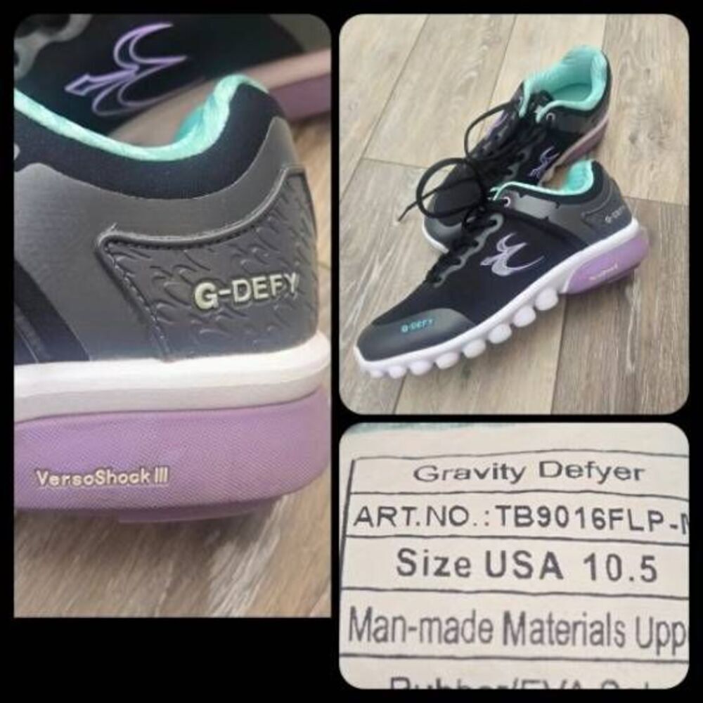 G-Defy VersoShock lll black purple white size 10.5 walking sneakers shoes